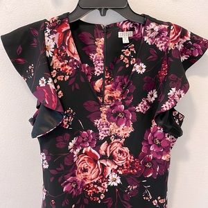 Spense Floral Ruffle Sleeve Dress